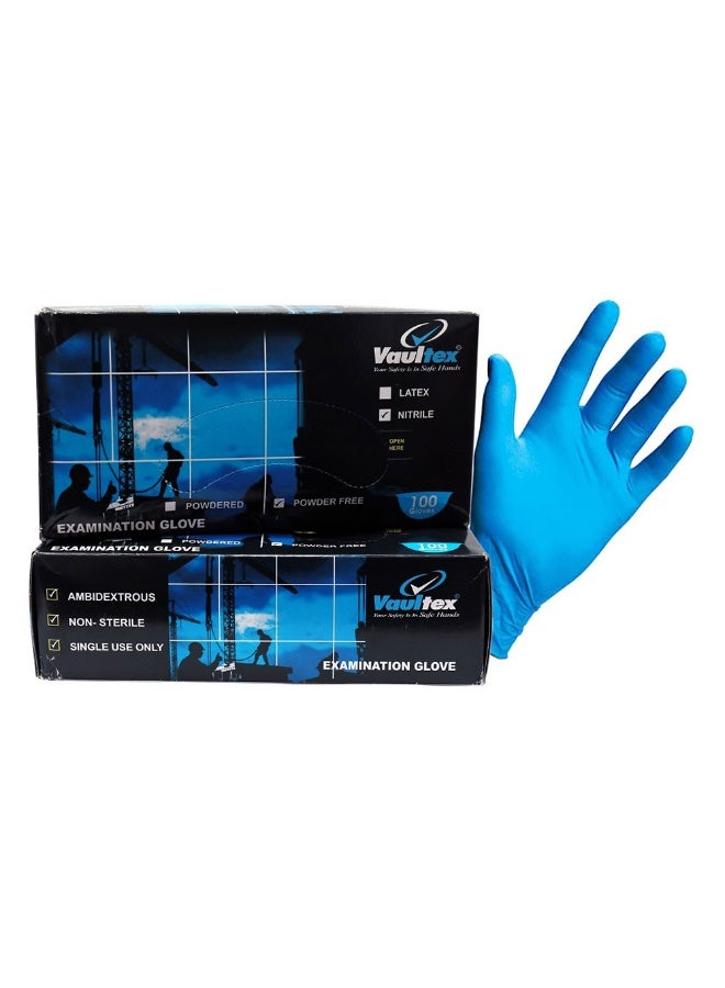 Vaultex Vaultex MWJ Disposable Nitrile Powder free gloves Color Blue, Size M, 100Pcs/Pack 