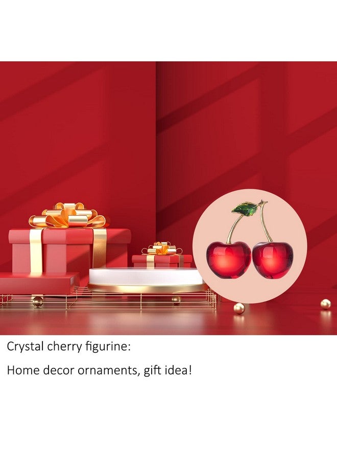 LONGWIN Crystal Cherry Figurine Glass Fruit Status Paperweight Home Decor Ornaments Tabletop Centerpiece - Image 4