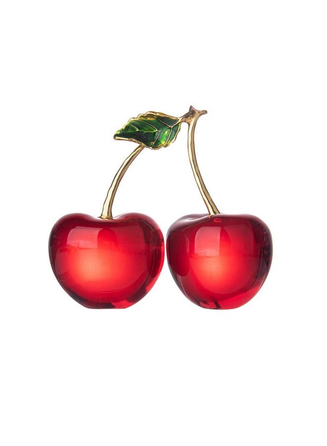 LONGWIN Crystal Cherry Figurine Glass Fruit Status Paperweight Home Decor Ornaments Tabletop Centerpiece - Image 1