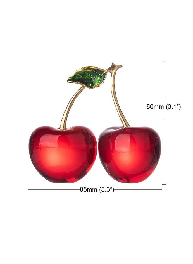 LONGWIN Crystal Cherry Figurine Glass Fruit Status Paperweight Home Decor Ornaments Tabletop Centerpiece - Image 5