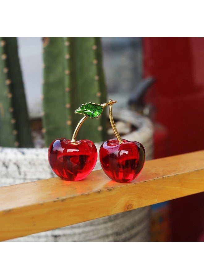 LONGWIN Crystal Cherry Figurine Glass Fruit Status Paperweight Home Decor Ornaments Tabletop Centerpiece - Image 3