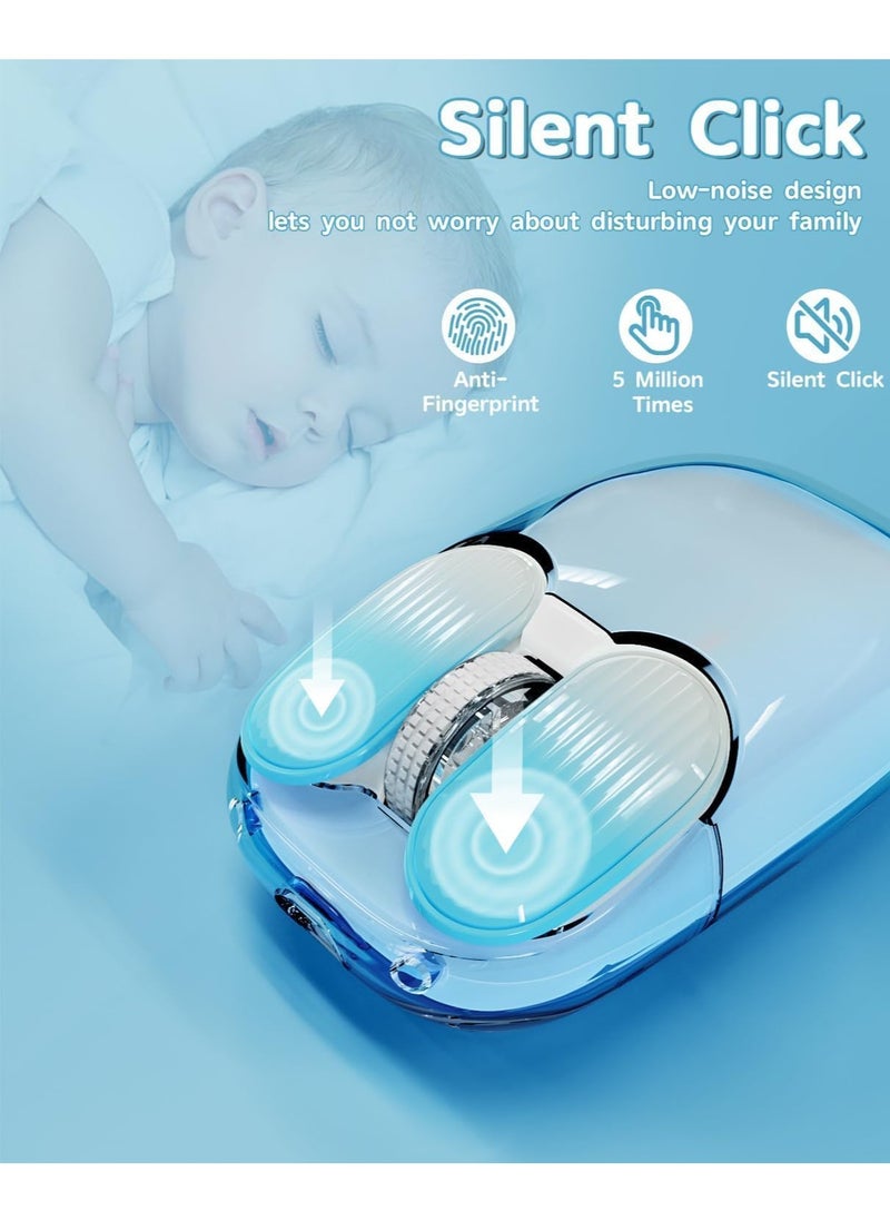 I069 2.4GHz Wireless Gaming Mouse,Portable Fully Transparent Mice,RGB Backlight Rechargeable Silent Mouse,3 Level Adjustable DPI,Cute Design Mice for Laptop/PC/Mac