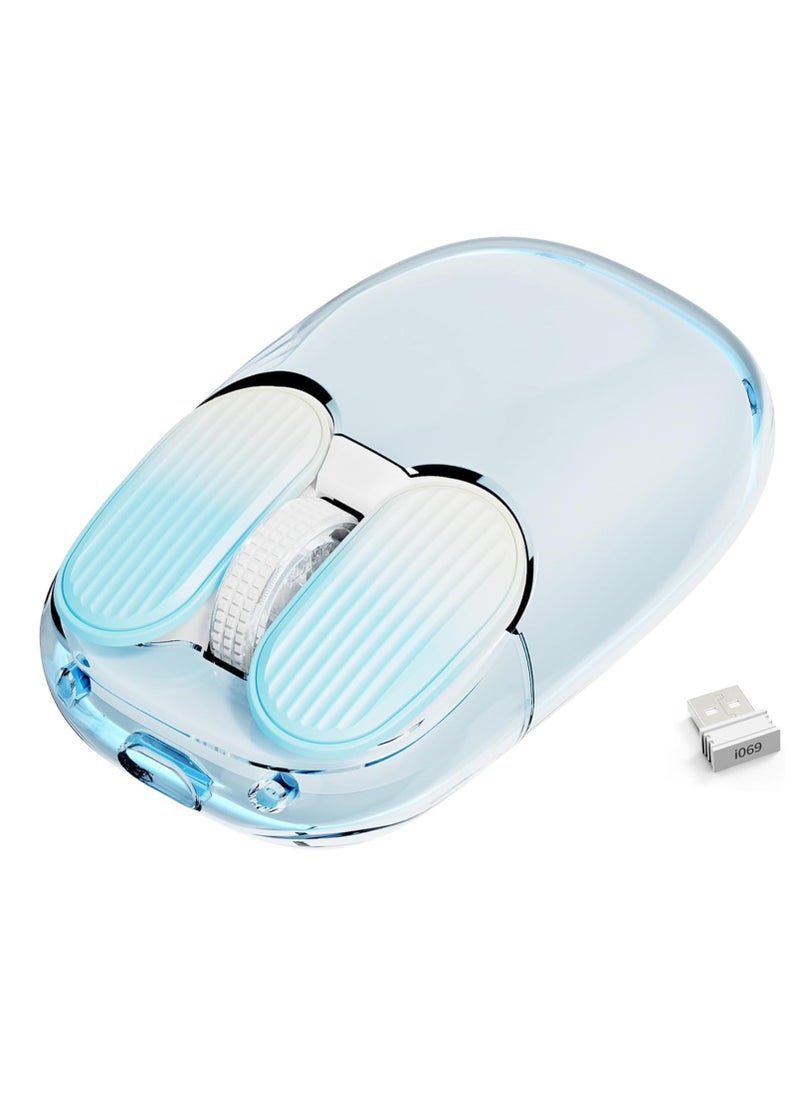 ARNOTEC I069 2.4GHz Wireless Gaming Mouse,Portable Fully Transparent Mice,RGB Backlight Rechargeable Silent Mouse,3 Level Adjustable DPI,Cute Design Mice for Laptop/PC/Mac  - Image 2