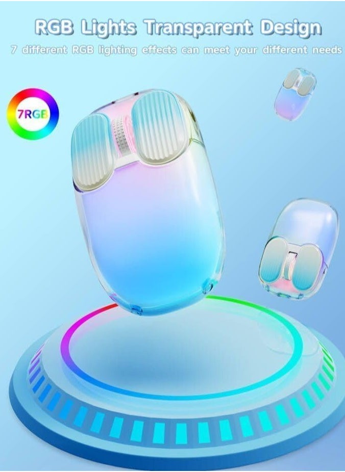 ARNOTEC I069 2.4GHz Wireless Gaming Mouse,Portable Fully Transparent Mice,RGB Backlight Rechargeable Silent Mouse,3 Level Adjustable DPI,Cute Design Mice for Laptop/PC/Mac  - Image 5