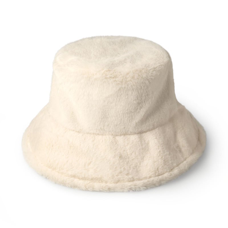 CHOK.LIDS Everyday Winter Fur Bucket Hat Unisex Trendy Soft Fluffy Warm Lightweight Fleece Fisherman Cap for Women Men (Ivory) - Image 2