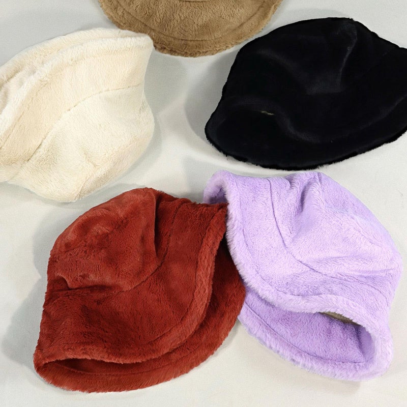 CHOK.LIDS Everyday Winter Fur Bucket Hat Unisex Trendy Soft Fluffy Warm Lightweight Fleece Fisherman Cap for Women Men (Ivory) - Image 5