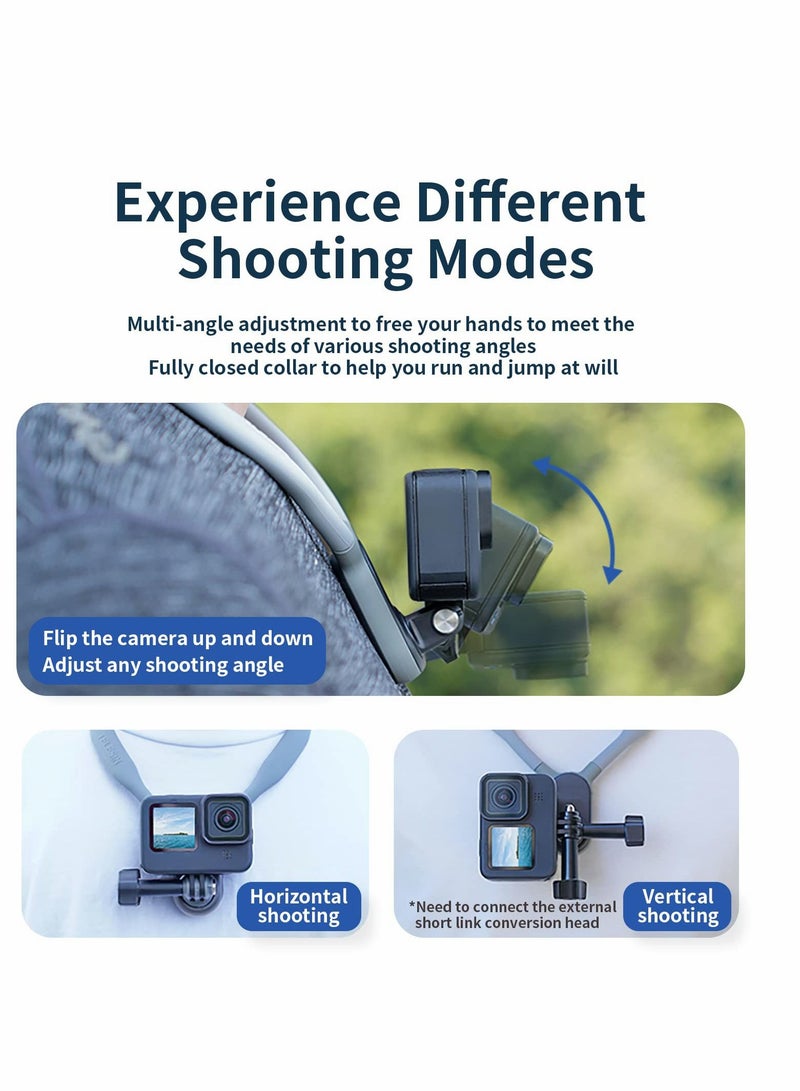 Magnetic POV Neck Selfie Holder for Phone GoPro, Video Vlog Necklace Collar Holder Chest Shoulder Body Strap Mount for Go Pro for Max for Hero for Insta360 for DJI Action for iPhone for Android  - Image 3