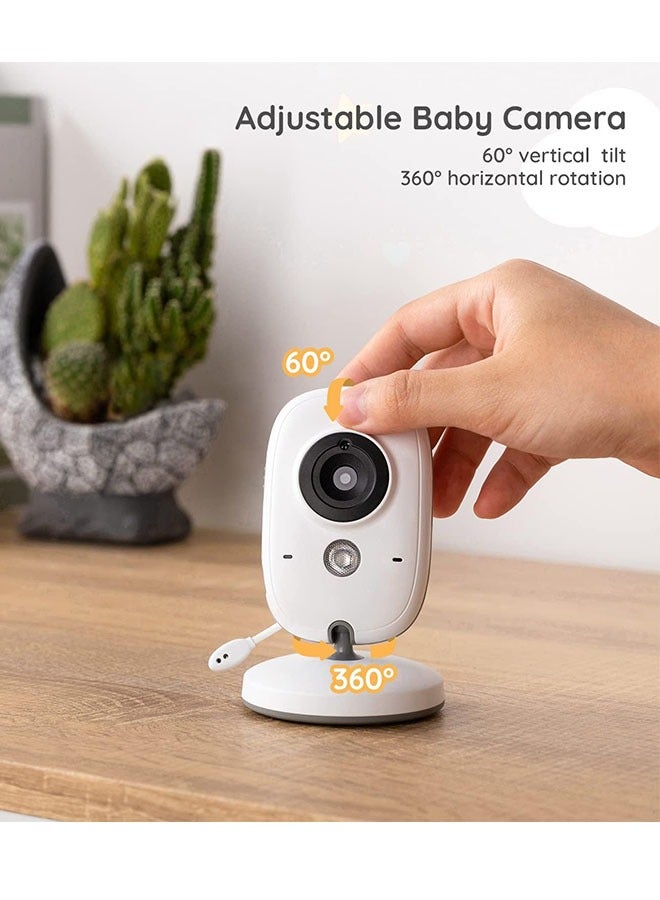 ZCM-HAPPY 3.2-Inch LCD Wireless Baby Monitor With Night Vision Two-Way Talk - White - Image 3