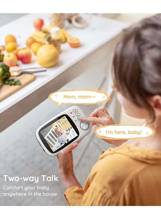 ZCM-HAPPY 3.2-Inch LCD Wireless Baby Monitor With Night Vision Two-Way Talk - White - Image 5