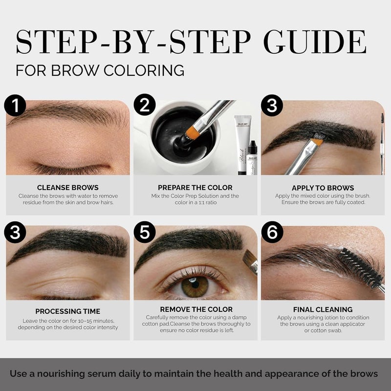 DLUX PROFESSIONAL Korean Eyebrow Color Kit Dark Brown – Professional Brow Color for Women, Eyebrow Color for Natural Looking Brows, Long-Lasting Brow Color for Salon & Home - Image 2