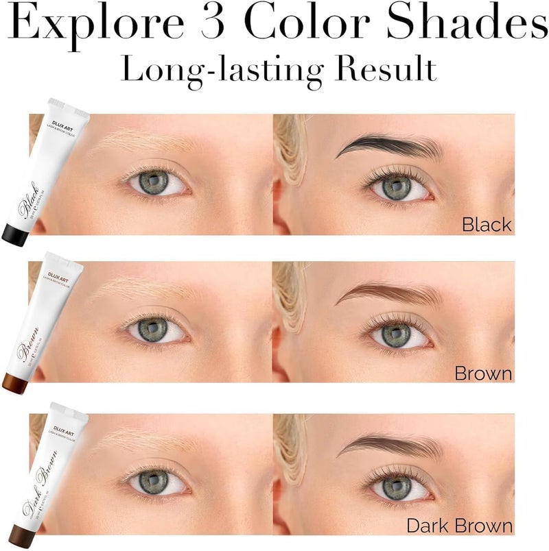 DLUX PROFESSIONAL Korean Eyebrow Color Kit Dark Brown – Professional Brow Color for Women, Eyebrow Color for Natural Looking Brows, Long-Lasting Brow Color for Salon & Home - Image 4