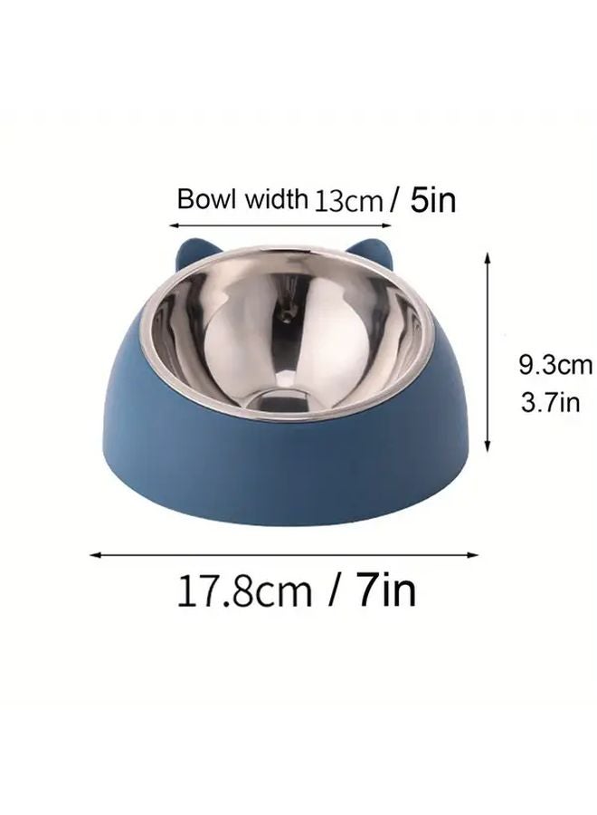 وعاء طعام الحيوانات الأليفة من الفولاذ المقاوم للصدأ مزين بنقش مخصص - تصميم أزرق مريح وسهل التنظيف - Image 2