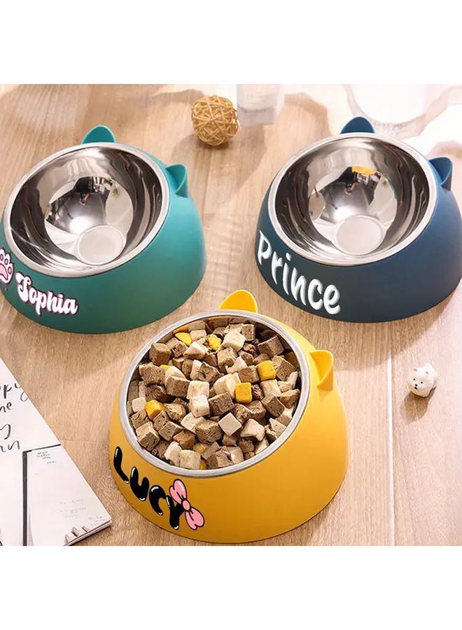 وعاء طعام الحيوانات الأليفة من الفولاذ المقاوم للصدأ مزين بنقش مخصص - تصميم أزرق مريح وسهل التنظيف - Image 3