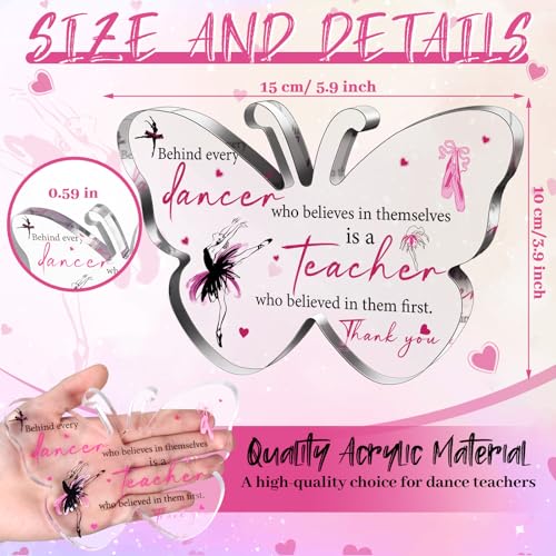 Perthlin Christmas Teacher Appreciation Gifts for Women Acrylic Thank You Gift from Student for Office Desk Decor Paperweight Keepsake(Dancer Teacher) - Image 3