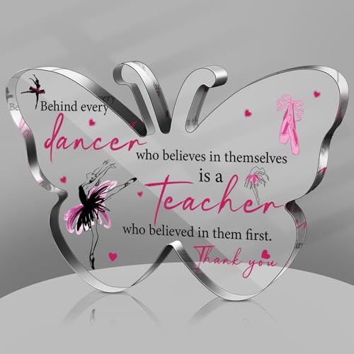 Perthlin Christmas Teacher Appreciation Gifts for Women Acrylic Thank You Gift from Student for Office Desk Decor Paperweight Keepsake(Dancer Teacher) - Image 1