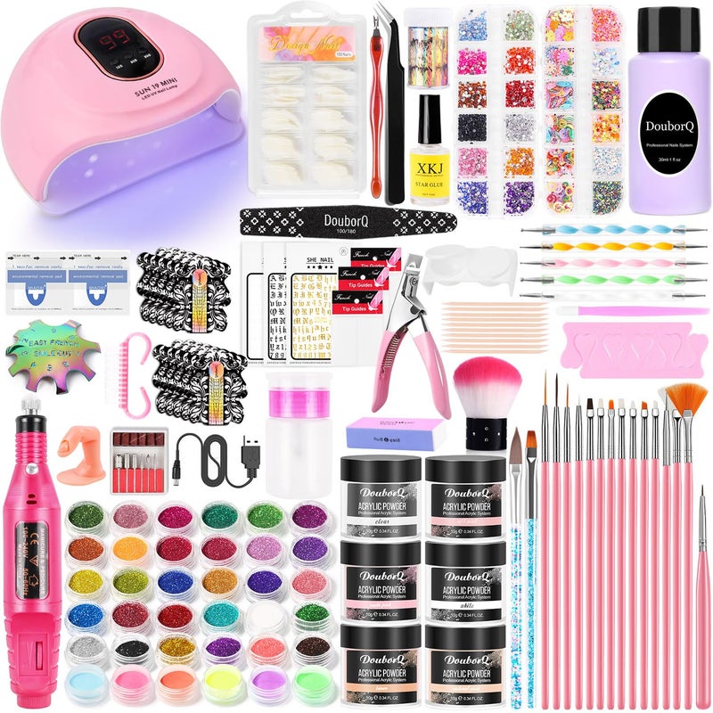 DOUBORQ Acrylic Nail Kit With Drill And U V Light Full Nail Kit Set Professional Nail Starter Kit For Beginners Acrylic With Everything - Image 1