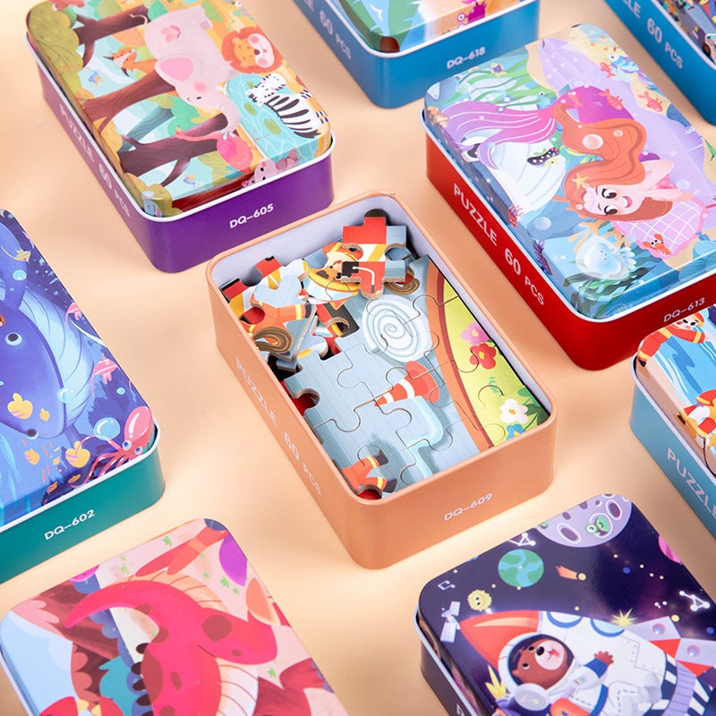 Children'S 20 Iron Box Puzzle Animation Cartoon Plane Puzzle Kindergarten Gift Early Education Educational Toy Manufacturers - Image 3