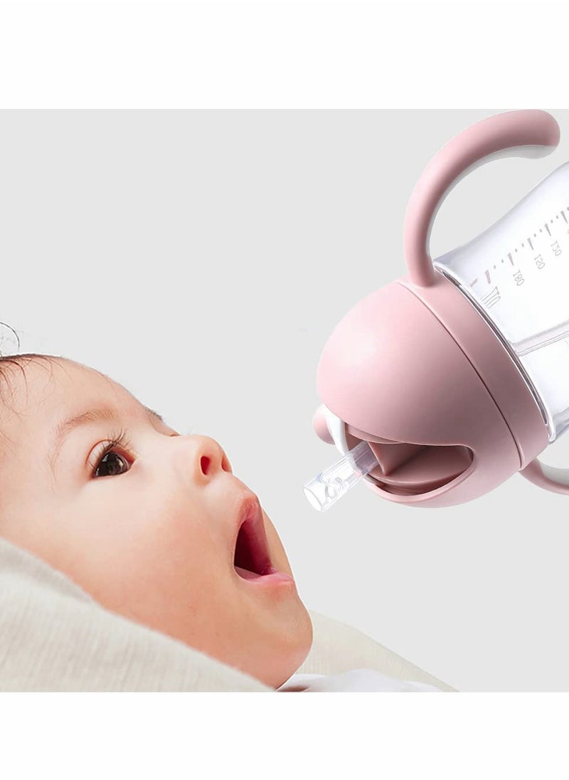 Excefore - Sippy Cups for Toddlers 250ML 360° Water Leak Proof Weighted Straw Cup with Handle Water Bottle Soft Spout Learner Cup with Graduated Anti-choking Handle Water Bottle Drop-resistant Cup (Pink) - Image 1
