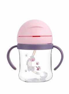 Excefore Sippy Cups for Toddlers 250ML 360° Water Leak Proof Weighted Straw Cup with Handle Water Bottle Soft Spout Learner Cup with Graduated Anti-choking Handle Water Bottle Drop-resistant Cup (Pink)  - Image 3