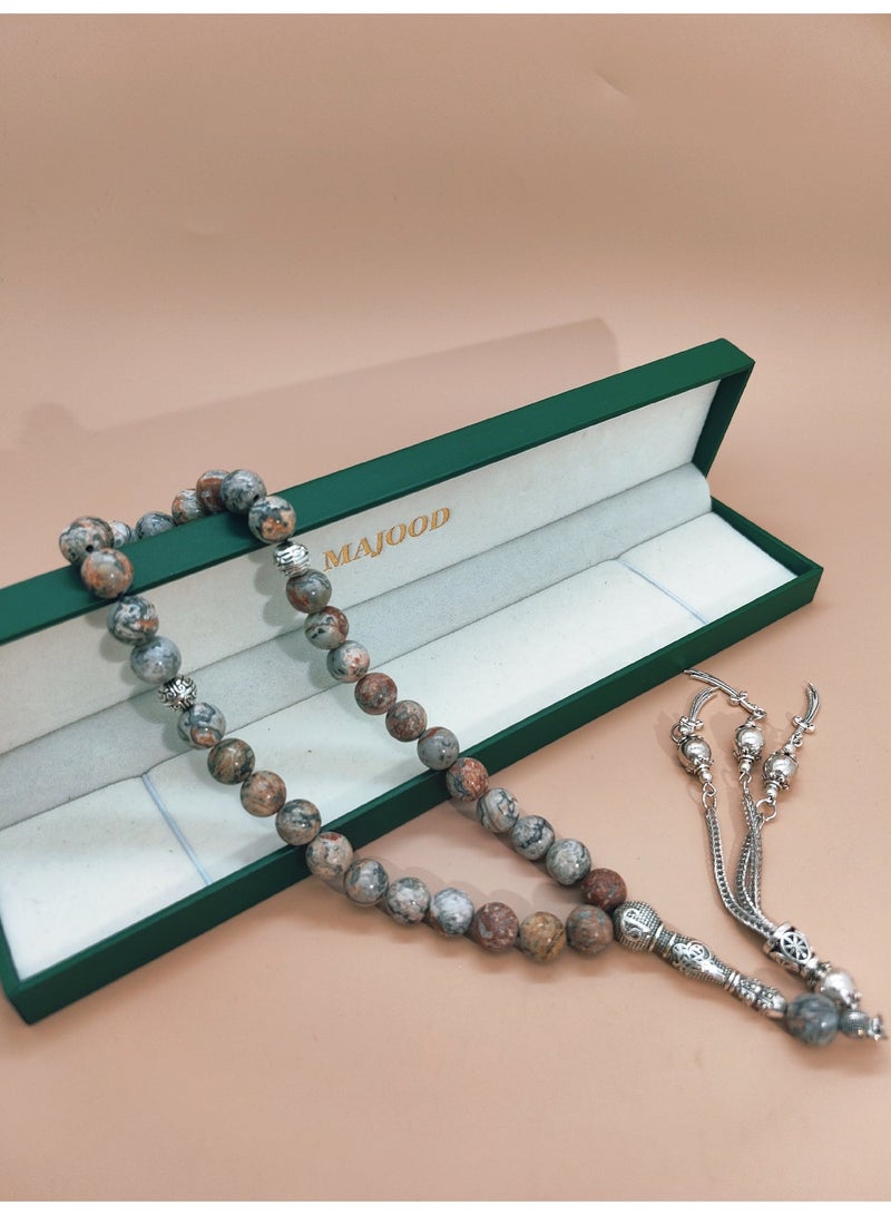 MAJOOD 33 Natural Colorful Map Stone Prayer Beads/Tasbih/10MM - Image 5