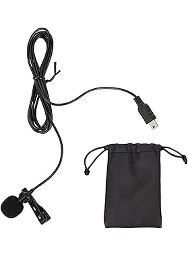 Mini USB Stereo External Microphone with Clip for Action Cameras Black 150cm Wire - Image 1