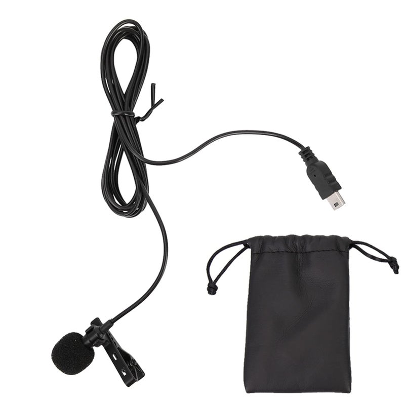 Mini USB Stereo External Microphone with Clip for Action Cameras Black 150cm Wire - Image 2