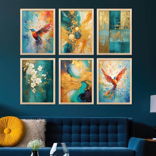 walllane - Abstract Modern wall art painting with frame for home decoration/Wall decor paintings for living room, Framed poster set for bedroom (10x13 inch, C) - Image 1
