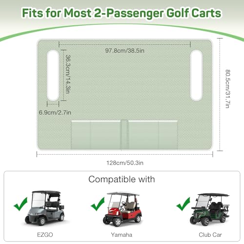 MoKo Golf Cart Seat Covers, Universal Golf Cart Seat Towel Blanket for EZGO,Yamaha,Club Car and More 2-Seat Carts with 4 Front Pockets, Universal Golf Accessories, Non-Slip Easy to Clean, Green - Image 2