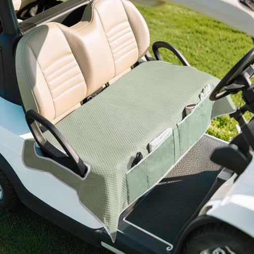 MoKo Golf Cart Seat Covers, Universal Golf Cart Seat Towel Blanket for EZGO,Yamaha,Club Car and More 2-Seat Carts with 4 Front Pockets, Universal Golf Accessories, Non-Slip Easy to Clean, Green - Image 1