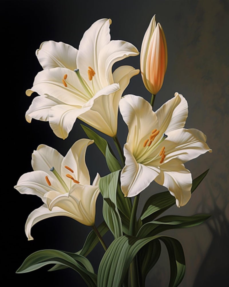 Tucocoo Lily Flower DIY Paint by Numbers for Adults Flower Leaves DIY Digital Oil Painting Acrylic Paint Leisurely Painting Kits Canvas Wall Art Colorful Flower Bedroom Wall Decor 16X20 Inchwithout Frame - Image 1