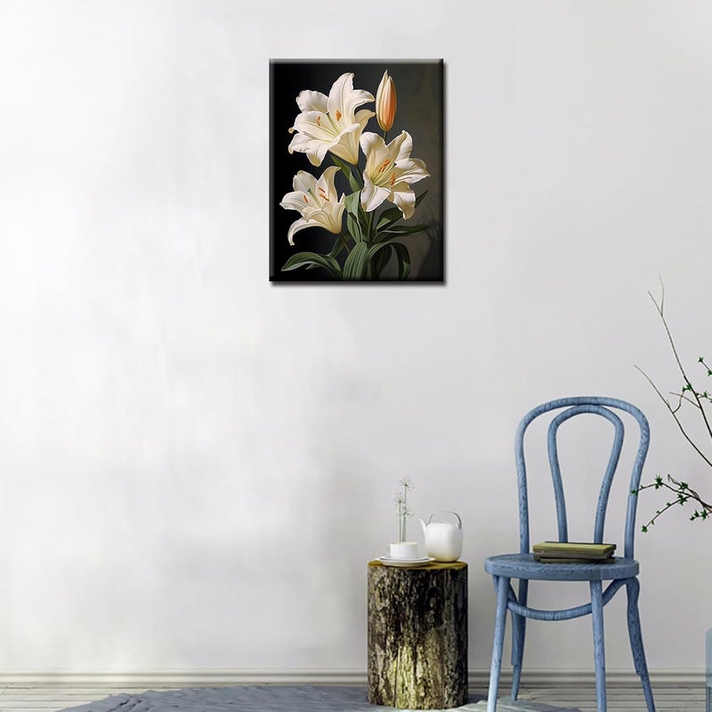 Tucocoo Lily Flower DIY Paint by Numbers for Adults Flower Leaves DIY Digital Oil Painting Acrylic Paint Leisurely Painting Kits Canvas Wall Art Colorful Flower Bedroom Wall Decor 16X20 Inchwithout Frame - Image 4