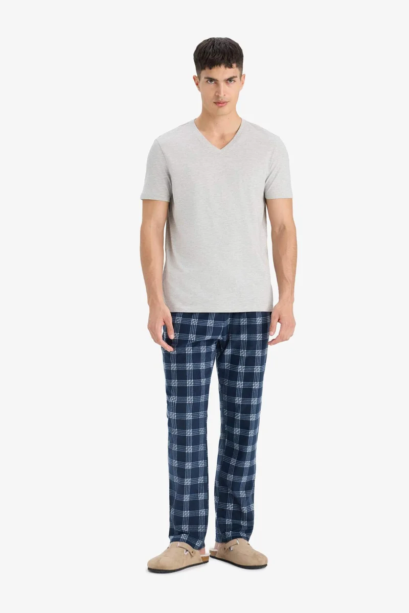 ديفاكتو Regular Fit Plaid fleece Knitted Bottoms