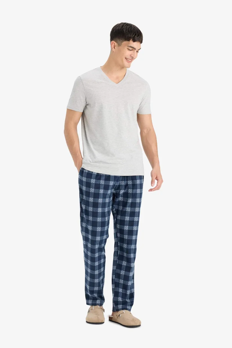 ديفاكتو Regular Fit Plaid fleece Knitted Bottoms
