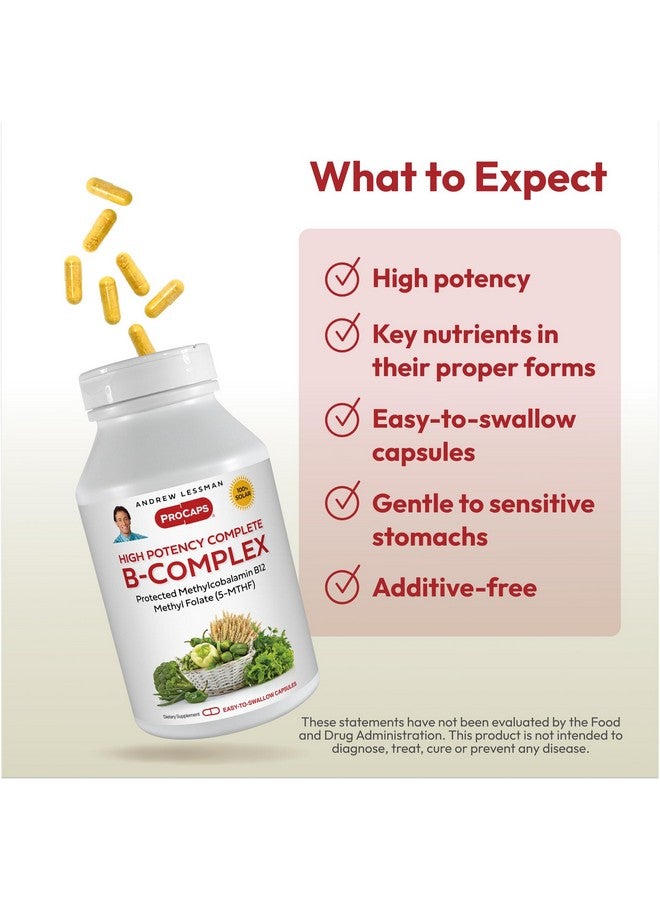 ANDREW LESSMAN High Potency B-Complex 180 Capsules - with High Levels of Folate Complex and Biotin, Promotes Cellular Growth, Energy, Immune Function, Detoxification, Fat Metabolism and More - Image 4