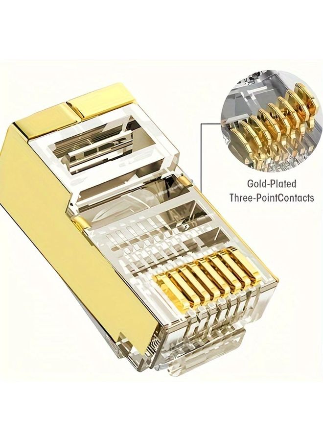 Gold Plated RJ45 Cat6 Ethernet Connector 55pcs Shielded Modular Plug Gigabit Network - Image 1