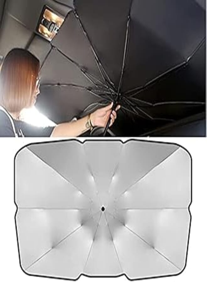 SKEIDO Foldable Car Sun Umbrella Interior Windshield Sunshade Cover Front Window UV Protection Shade Curtain Parasol Car Accessories (L size)