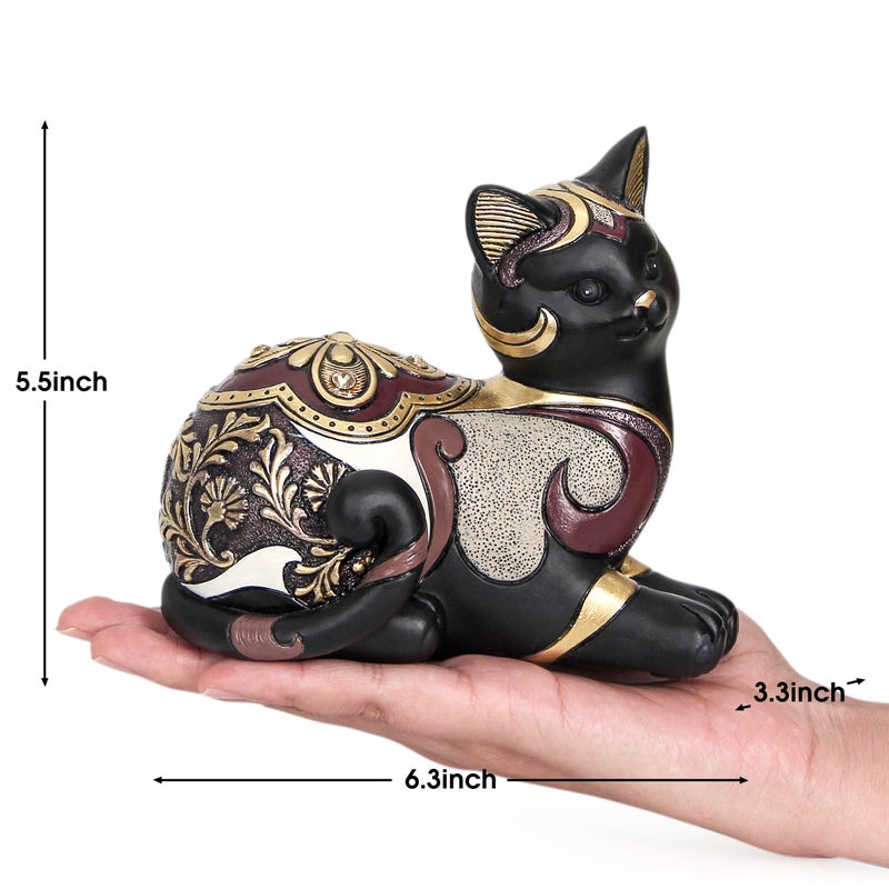 Smadeer Black Cat Statue for Home Decor, Cat Figurines Room Decoration for Bookshelf Office Table, Vintage Matt Small Cat Sculpture Gift for Cat Lovers, Woman Mom Retro Cats Animal - Image 3
