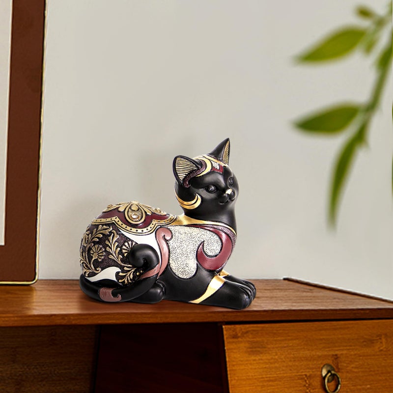 Smadeer Black Cat Statue for Home Decor, Cat Figurines Room Decoration for Bookshelf Office Table, Vintage Matt Small Cat Sculpture Gift for Cat Lovers, Woman Mom Retro Cats Animal - Image 5