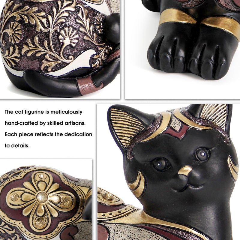 Smadeer Black Cat Statue for Home Decor, Cat Figurines Room Decoration for Bookshelf Office Table, Vintage Matt Small Cat Sculpture Gift for Cat Lovers, Woman Mom Retro Cats Animal - Image 2
