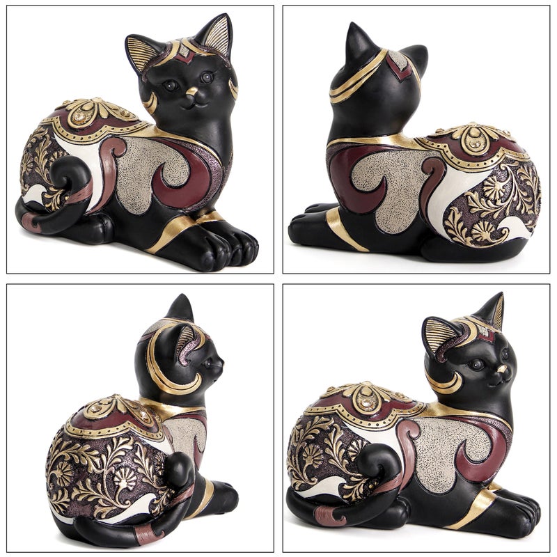 Smadeer Black Cat Statue for Home Decor, Cat Figurines Room Decoration for Bookshelf Office Table, Vintage Matt Small Cat Sculpture Gift for Cat Lovers, Woman Mom Retro Cats Animal - Image 4