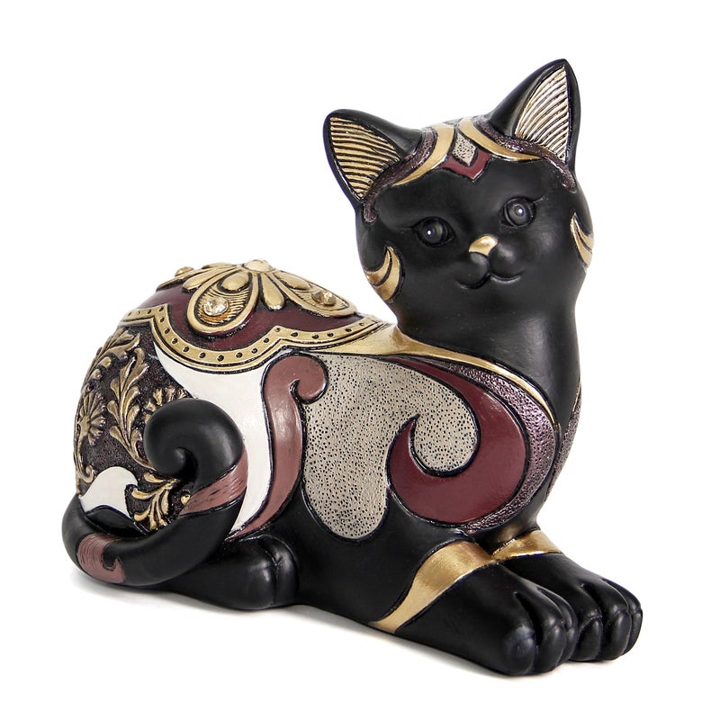 Smadeer Black Cat Statue for Home Decor, Cat Figurines Room Decoration for Bookshelf Office Table, Vintage Matt Small Cat Sculpture Gift for Cat Lovers, Woman Mom Retro Cats Animal - Image 1