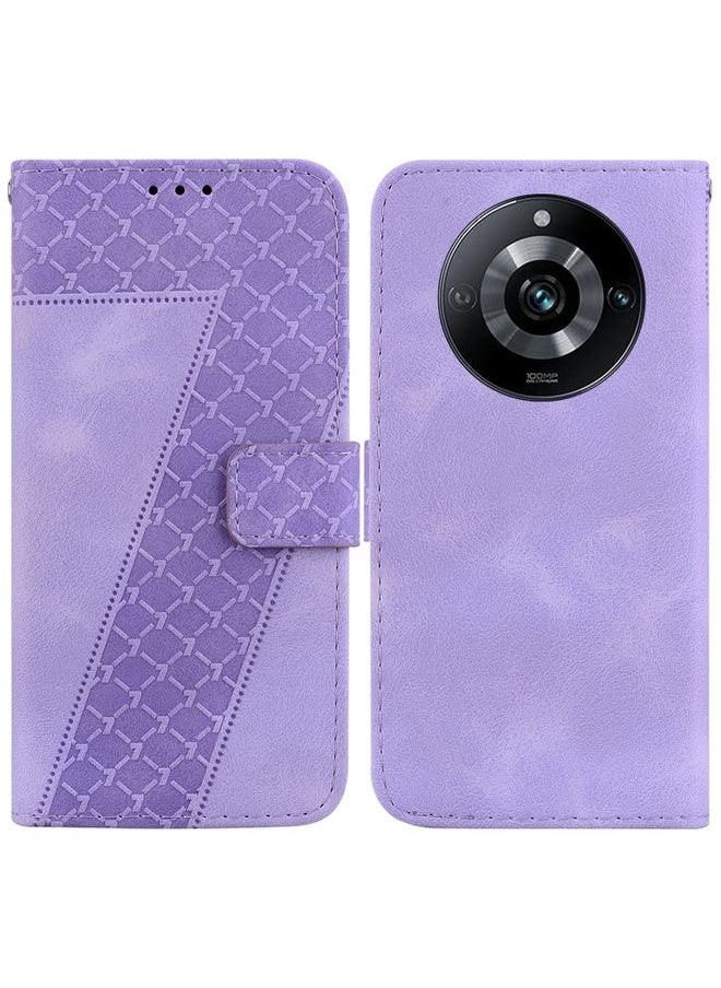 HuHa Case Cover For Realme 11 Pro 5G/11 Pro+ 5G/Narzo 60 Pro 5G 7-shaped Embossed Leather Phone Case Purple 