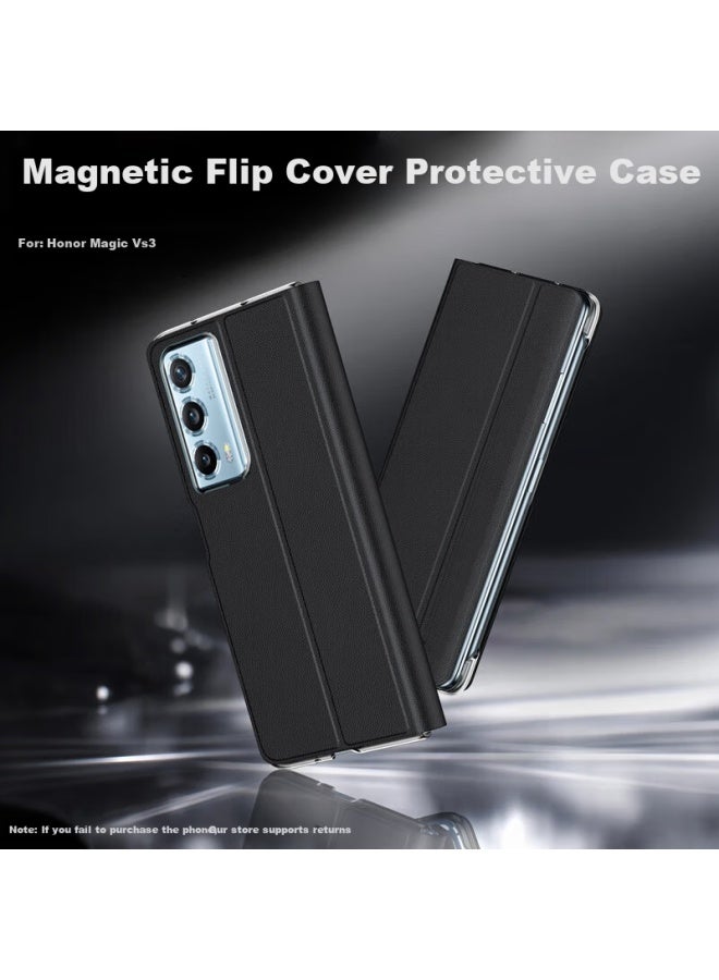 To Lonnie Zilangni Magnetic Flip Case For Honor Magic Vs3 Foldable Phone, Protective Cover With Stand, Genuine Leather Full Protection Anti-drop Ultra-thin High-end Business Style For Men And Women - Image 3