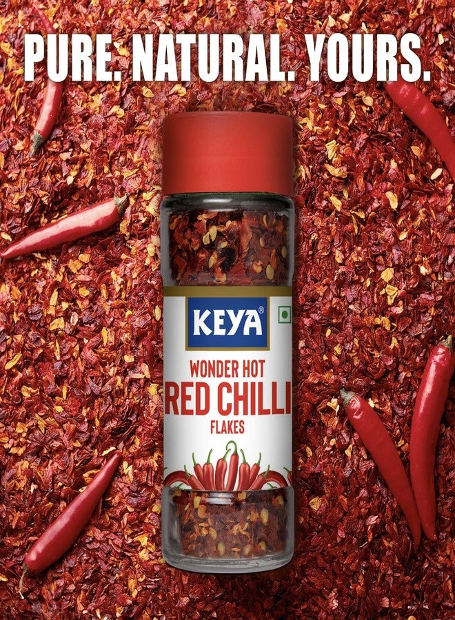Keya Red Chilli Flakes | Dry Red Chilli Flakes Seasonings | Aromatic Spicy Dried Pizza Pasta Seasoning | Zero added Colours, Fillers, Additives & Preservatives | 100% Natural | 40gm - Image 2