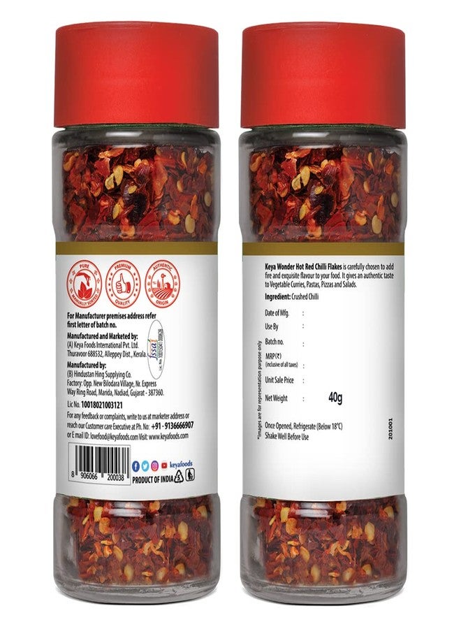 Keya Red Chilli Flakes | Dry Red Chilli Flakes Seasonings | Aromatic Spicy Dried Pizza Pasta Seasoning | Zero added Colours, Fillers, Additives & Preservatives | 100% Natural | 40gm - Image 5