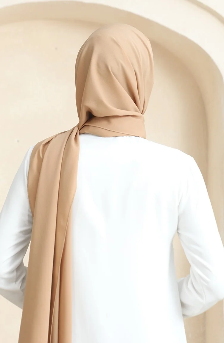 Sefa Merve Crepe Plain Shawl 81077-07 Vanilla