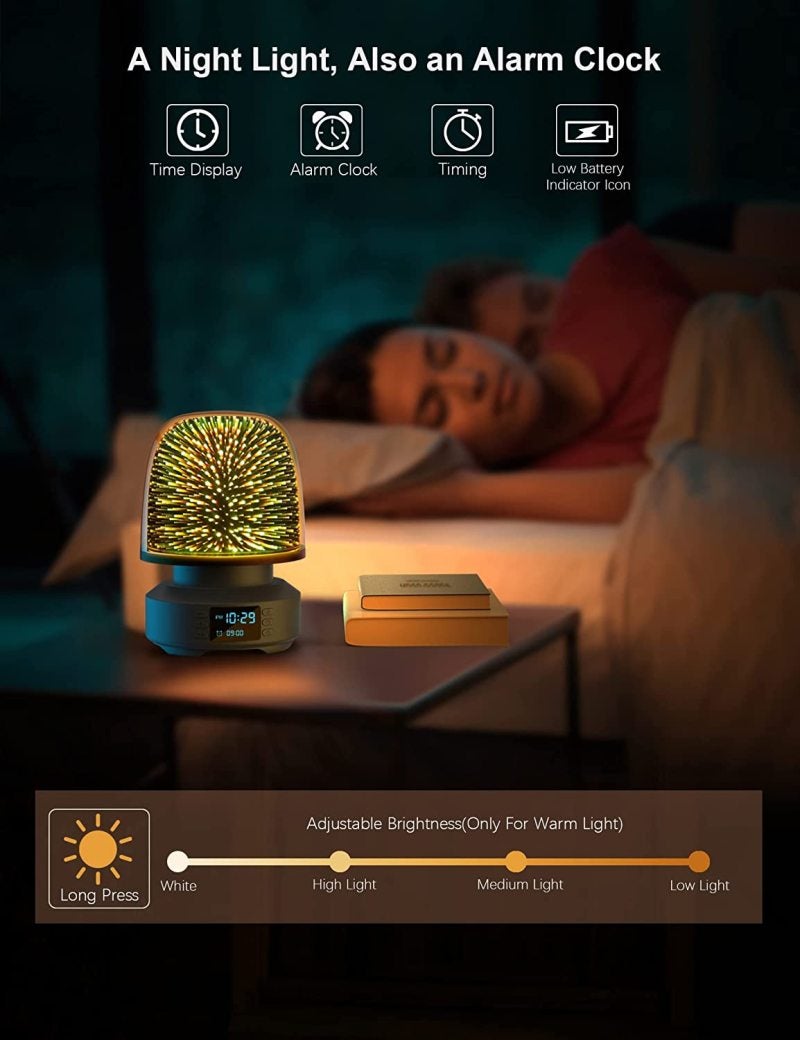 Starry Night Light: 360° Rotation 3D Effect, 7 RGB Colors-4 Modes Dimmable Warm Light - Wireless Bluetooth Speaker With 10M Remote Control for Bedroom, Living Room, Baby Nursery, Camping - Image 2