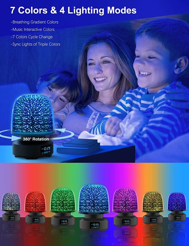 Starry Night Light: 360° Rotation 3D Effect, 7 RGB Colors-4 Modes Dimmable Warm Light - Wireless Bluetooth Speaker With 10M Remote Control for Bedroom, Living Room, Baby Nursery, Camping - Image 5