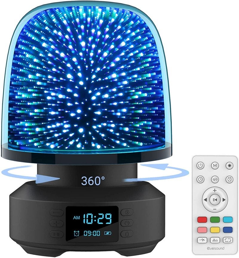 Starry Night Light: 360° Rotation 3D Effect, 7 RGB Colors-4 Modes Dimmable Warm Light - Wireless Bluetooth Speaker With 10M Remote Control for Bedroom, Living Room, Baby Nursery, Camping - Image 1