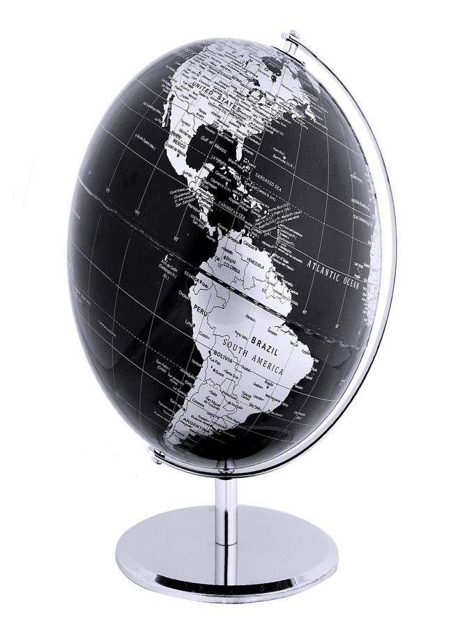 ANNOVA Metallic World Globe Black - Educational/Geographic/Modern Desktop Decoration - Stainless Steel Arc and Base/Earth World - Metallic Black - for School, Home, and Office (10-Inch) - Image 1